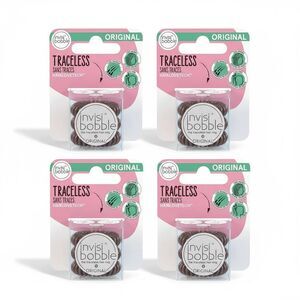 Lot of 4 Invisibobble Original Hair Ring Traceless - Pretzel Brown - Total 12PCS